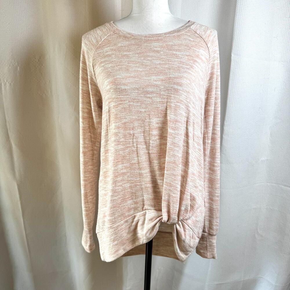 Juicy Couture Knit Top Pink Womens Size L Athleisure Twist Front Comfy in EUC
